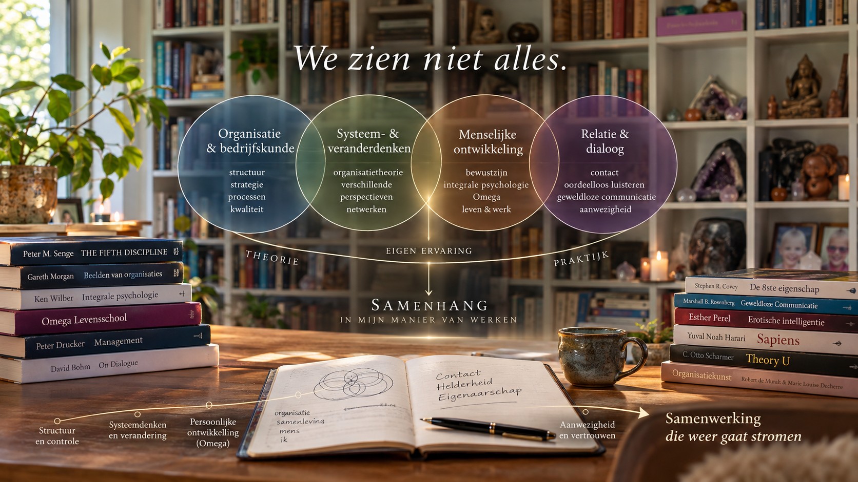 Mijn manier van kijken naar organisaties: organisatiekunde, systeemdenken, menselijke ontwikkeling en dialoog